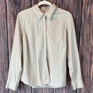 Bass Cream Button Down Shirt with Blue Pattern